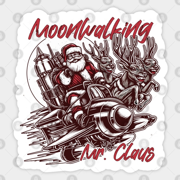 Moonwalking Mr. Claus Sticker by Gofart